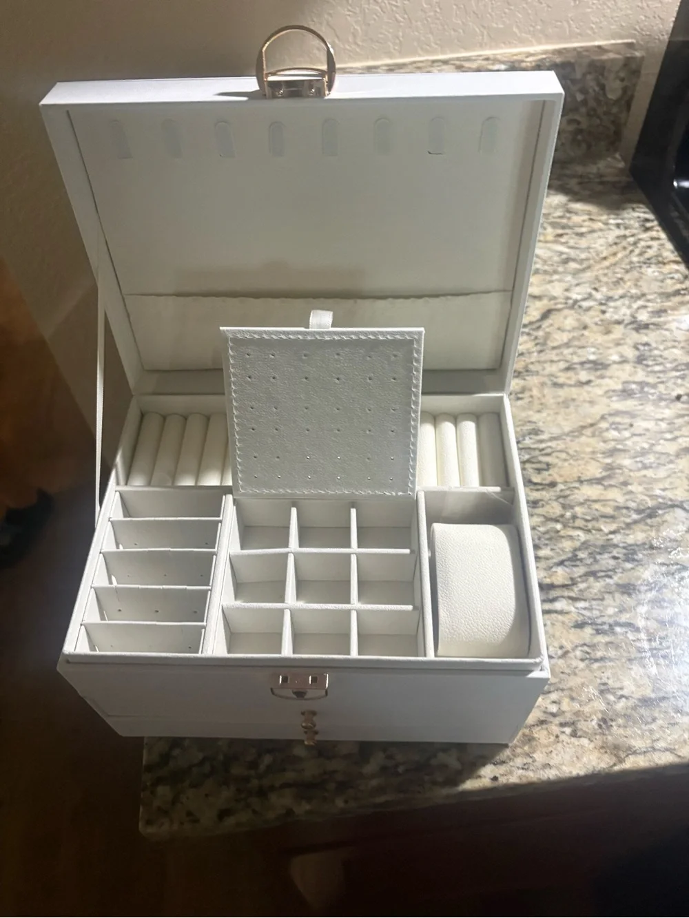 White Jewelry Organizer Box with Multiple Compartments
